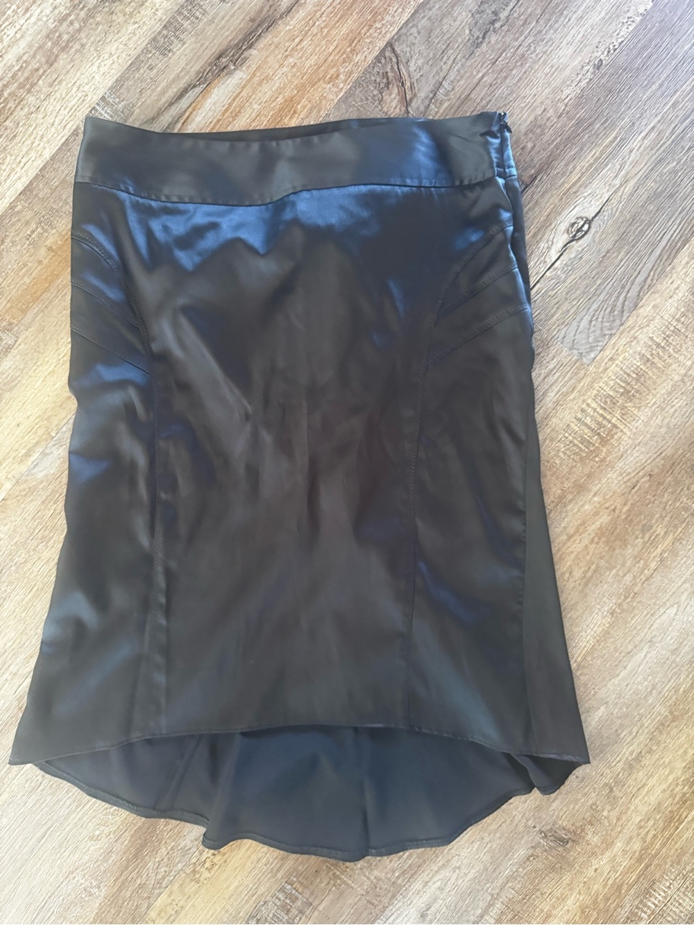 Candie's Black Satin A-Line Short Skirt, Juniors Size 9, Zip Closure